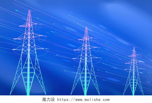 创意简约电力电线剪影抽象线条几何能源素材背景海报电力背景